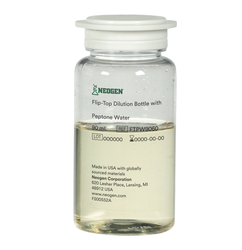 Neogen® Flip-Top Botella de Dilución con Agua Peptonada Tamponada